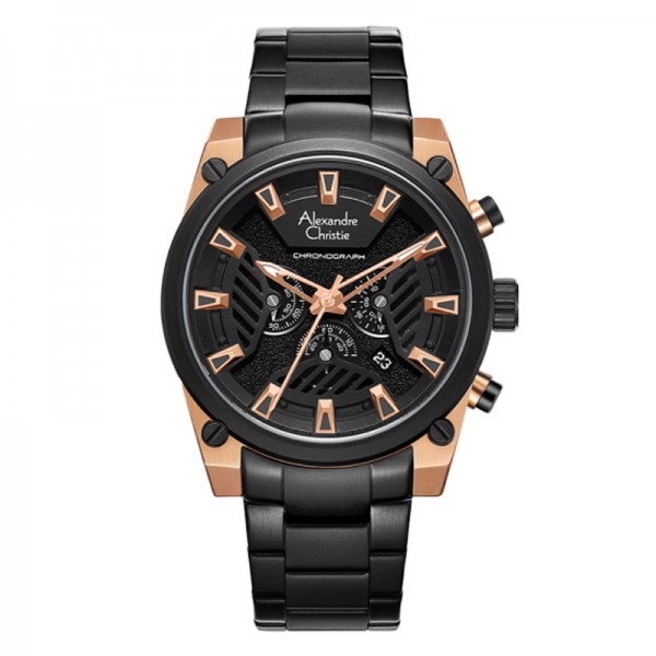 Alexandre Christie AC 6661 Rosegold Black Steel MCBBRBA